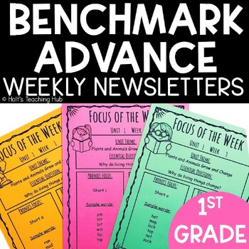 Preview of Benchmark Advance Florida 2022 FIRST GRADE Weekly Focus News Newsletter EDITABLE