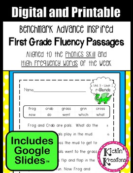Preview of Benchmark Advance Fluency Passages 1st Grade (CA, National, 2021/22, Florida)