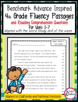 Preview of Benchmark Advance Fluency Passages with Comprehension - 4th Grade