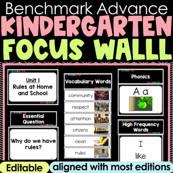 Preview of Benchmark Advance Kindergarten Focus Wall Unit 1-10 | Florida 2021 National CA