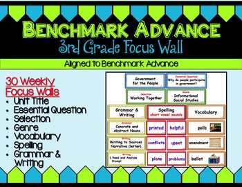 Preview of Benchmark Advance Third Grade Focus Wall Units 1 - 10 (with Florida)