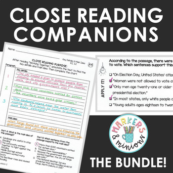 Preview of Benchmark Advance Fourth Grade Close Reading Companions BUNDLE! (Units 1-10)