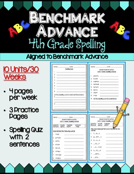 Preview of Benchmark Advance Fourth Grade Spelling Activities | Units 1 - 10 (with Florida)