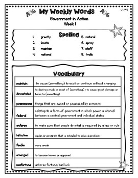 vocab words for 4th grade