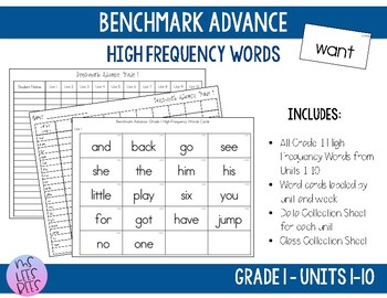 Preview of Benchmark Advance - Grade 1 High Frequency Word Cards Units 1-10