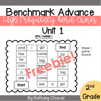 benchmark advance high frequency word games freebie tpt