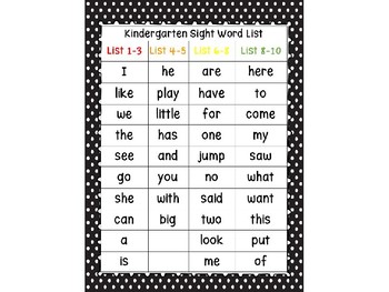Benchmark Advance Kindergarten Lotto Unit 1-10 (38 words) by Too Smart ...
