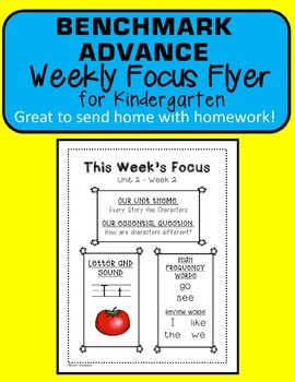 Preview of Benchmark Advance Kindergarten Weekly Focus Flyer CA, National, 2021/22, Florida