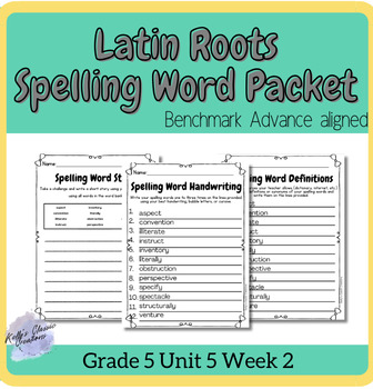 Preview of Benchmark Advance Latin roots Spelling Word Practice Fifth Grade Unit 5 Week 2