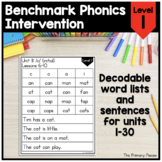 Benchmark Advance Phonics Intervention Level 1 Word Lists 