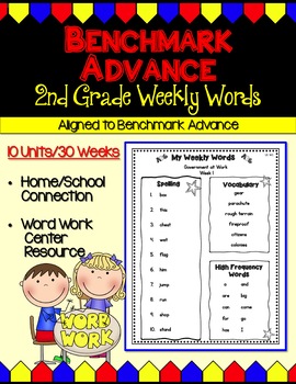 Preview of Benchmark Advance Second Grade  Weekly Word Lists (with Florida)