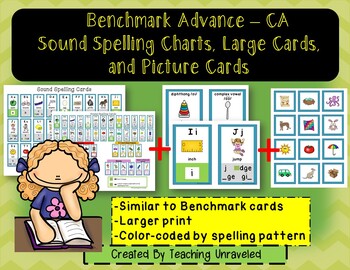 Preview of Benchmark Advance Sound Spelling Cards Charts, Picture cards, and Large Cards