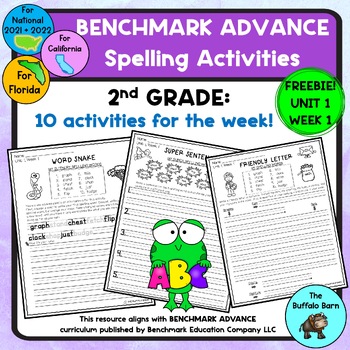 Preview of Benchmark Advance 2nd Grade Unit 1 Spelling Practice Activities Worksheets FREE!