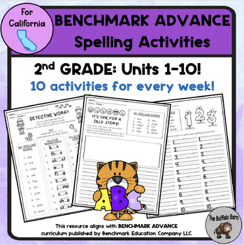 Benchmark Advance Spelling Activities for SECOND Grade! BUNDLE Units 1-10!!