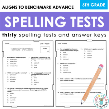Preview of Benchmark Advance Spelling Tests (Sixth Grade)