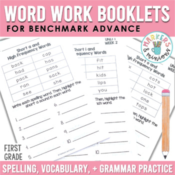 Preview of Benchmark Advance Spelling, Vocabulary, & Grammar Booklets - First Grade