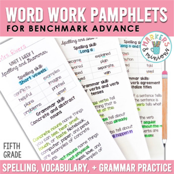Preview of Benchmark Advance Spelling, Vocabulary, & Grammar Pamphlets - Fifth Grade
