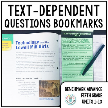 Preview of Benchmark Advance Text-Dependent Questions Bookmarks (Fifth Grade)