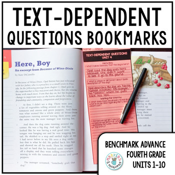 Preview of Benchmark Advance Text-Dependent Questions Bookmarks (Fourth Grade)