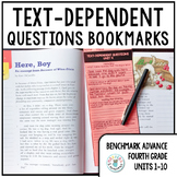 Benchmark Advance Text-Dependent Questions Bookmarks (Four