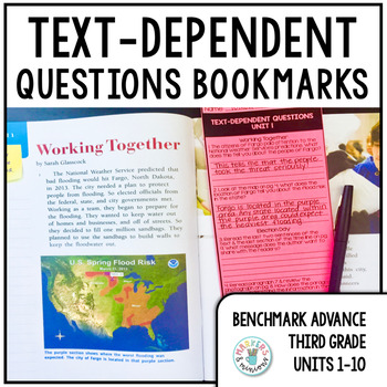 Preview of Benchmark Advance Text-Dependent Questions Bookmarks (Third Grade)