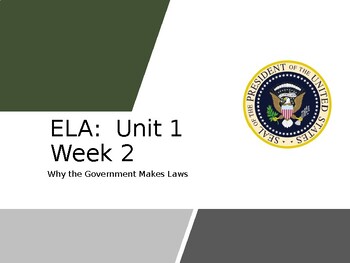 Preview of Benchmark Advance: 2nd Unit 1 Week 2 Government at Work Slides