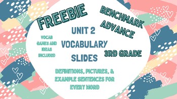 Preview of Benchmark Advance Unit 2 Vocabulary slides - FREE