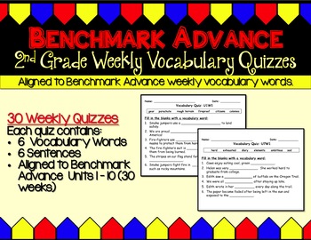 Preview of Benchmark Advance Weekly Vocabulary Quizzes - 2nd Grade