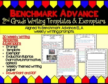Preview of Benchmark Advance Second Grade Weekly Writing Templates & Exemplars