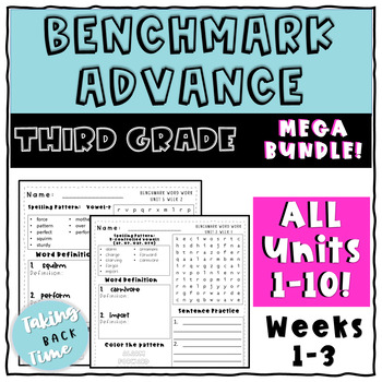 Preview of Benchmark Advance Word Work Spelling (Units 1-10) MEGA BUNDLE
