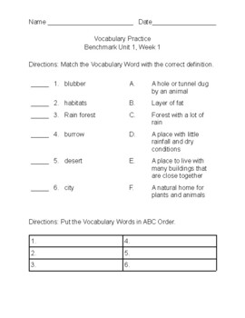 Preview of Benchmark Advance c2021-Second Grade-Unit 1, Week 1 Vocabulary and Comprehension