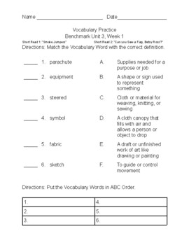 Preview of Benchmark Advance c2021-Second Grade-Unit 3, Week 1 Vocabulary and Comprehension