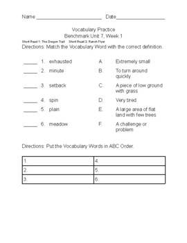 Preview of Benchmark Advance c2021-Second Grade Unit 7, Week 1 Vocabulary and Comprehension