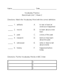 Preview of Benchmark Advance c2021-Second Grade Unit 7, Week 2 Vocabulary and Comprehension