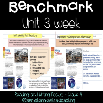 Preview of Benchmark Advanced Grade 4 Unit 3 Week 1