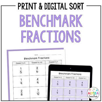 Preview of Benchmark Fractions Sorting Activity | Print and Digital