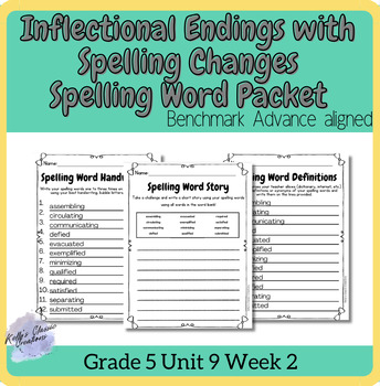 Preview of Benchmark Inflectional Endings Spelling Word Practice Fifth Grade Unit 9 Week 2