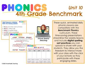 Preview of Benchmark Phonics 4th Grade Unit 10 Animated Google Slides Lesson Presentations