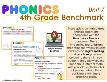 Preview of Benchmark Phonics 4th Grade Unit 7 Animated Google Slides Lesson Presentations