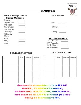 Preview of Benchmark Progress Recording Sheets