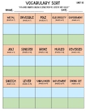 Benchmark Workshop Inspired Vocabulary Practice Sort Unit 10