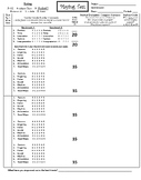 Benchmark and Playing Test Evaluation Comment Grading Sheet