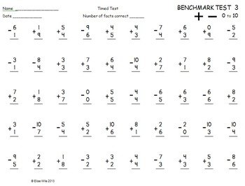 math test addition and subtraction