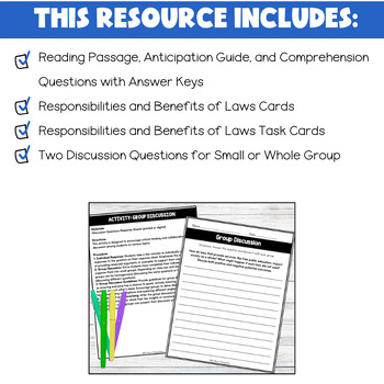 Benefits and Responsibilities of Laws by All About Elementary | TpT