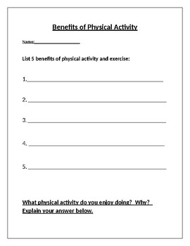 Preview of Benefits of Physical Activity - BC Grade 4 Health