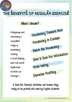 Preview of Benefits of Regular Exercise: Reading Comprehension and Vocab Worksheets