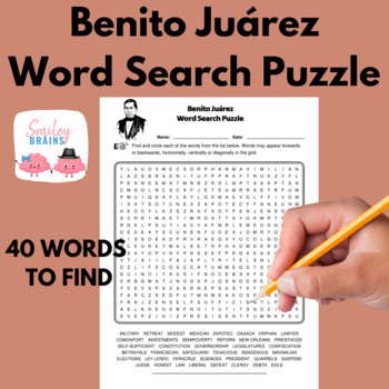 Preview of Benito Juarez Word Search Puzzle - Cinco De Mayo Activities - Reform Movements