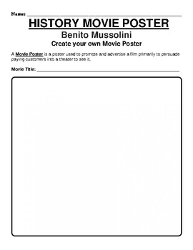 Preview of Benito Mussolini "Movie Poster" WebQuest & Worksheet