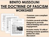 Benito Mussolini - The Doctrine of Fascism worksheet - WWI