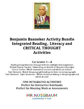 Preview of Benjamin Banneker Bundle: Integrated Reading &  CRITICAL THOUGHT Activities